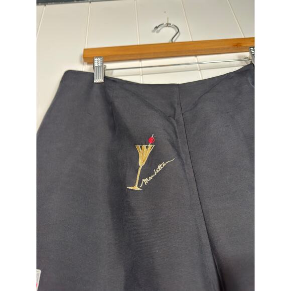 S.L.B. · Size 14 · Silk · Embroidered Cocktail Novelty Pants High Waist · Black - Picture 5 of 9